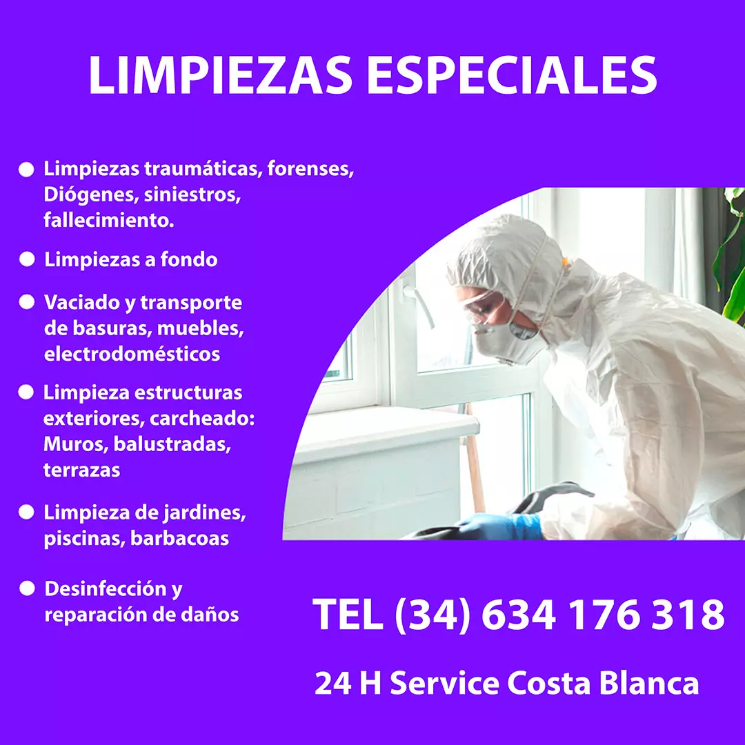 Limpiezas especiales y traumáticas en Costa Blanca